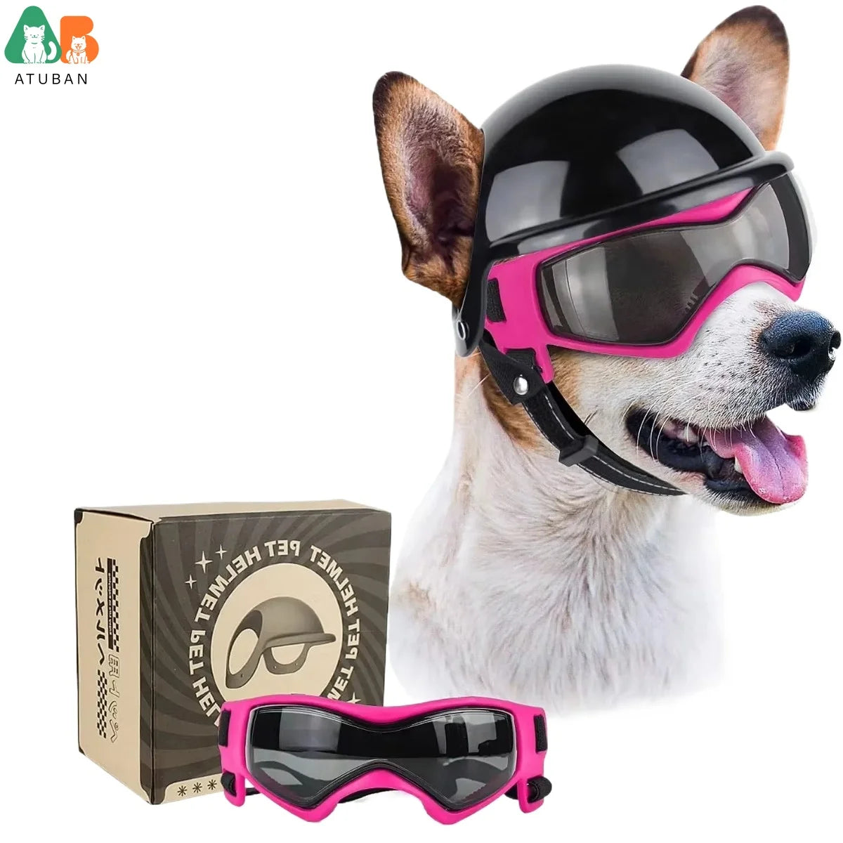 Dog Goggles for Small Dogs with Helmet,2Pc Dog Sunglasses and Dog Helmet Set for Small Medium Dog Outdoor Driving Walking