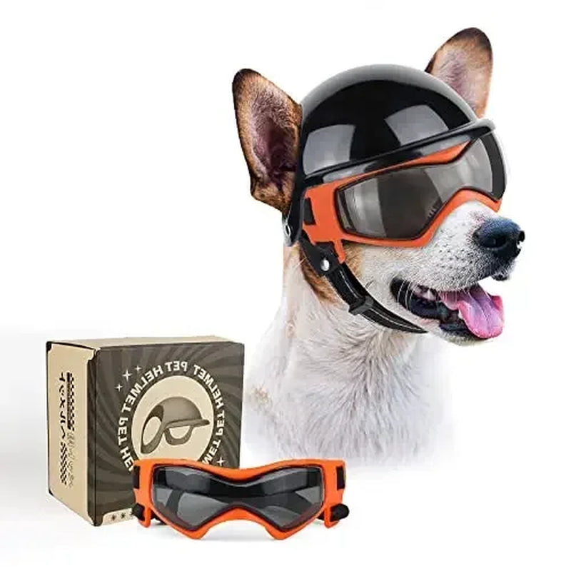 Dog Goggles for Small Dogs with Helmet,2Pc Dog Sunglasses and Dog Helmet Set for Small Medium Dog Outdoor Driving Walking