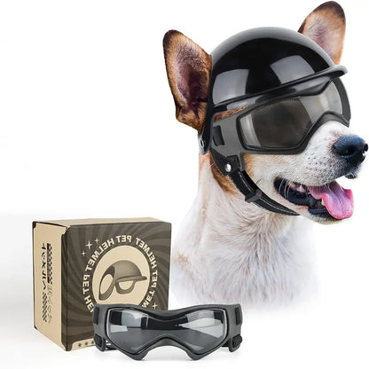 Dog Goggles for Small Dogs with Helmet,2Pc Dog Sunglasses and Dog Helmet Set for Small Medium Dog Outdoor Driving Walking