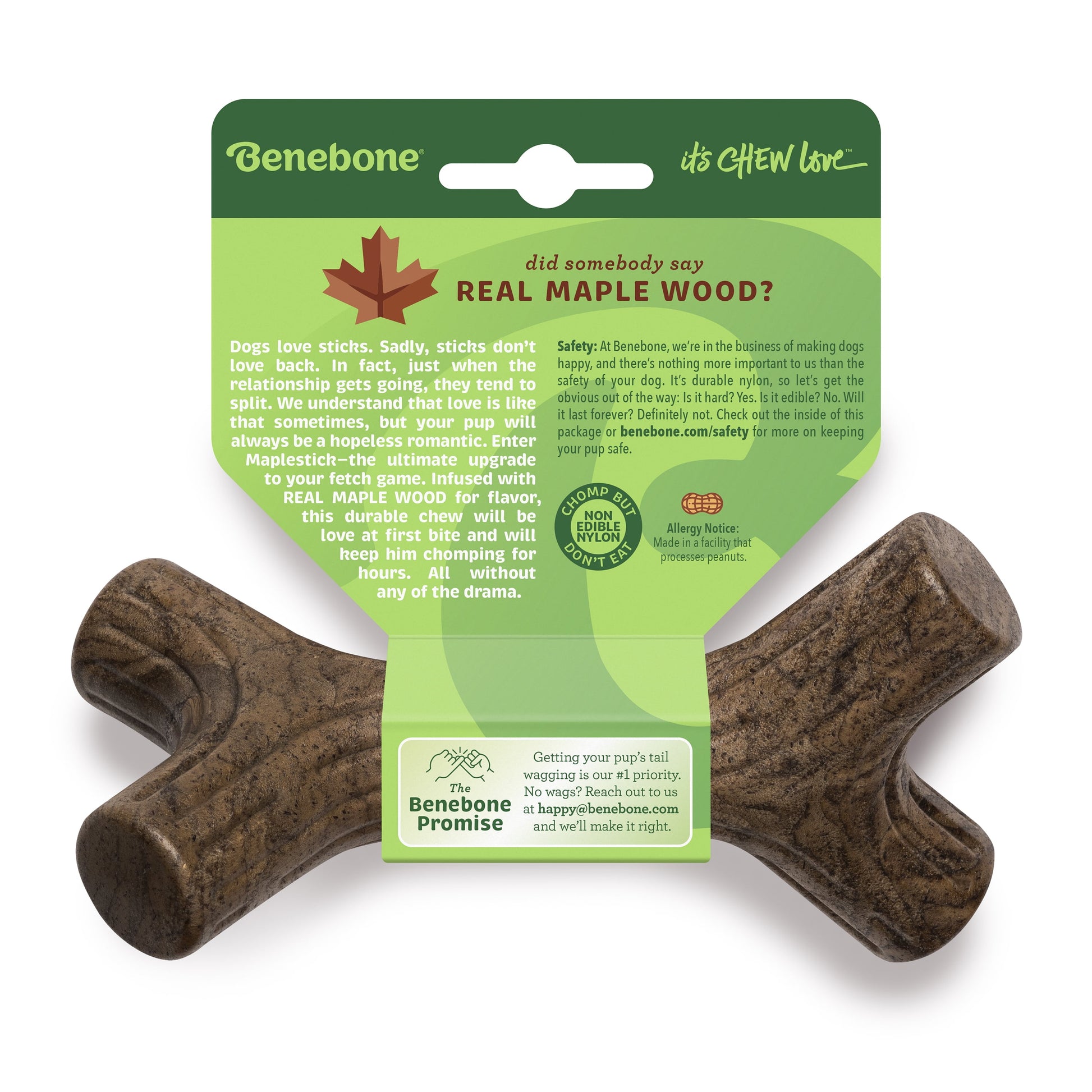 Maplestick Durable Dog Chew Toy for Aggressive Chewers, Real Maplewood, Small