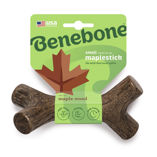 Maplestick Durable Dog Chew Toy for Aggressive Chewers, Real Maplewood, Small