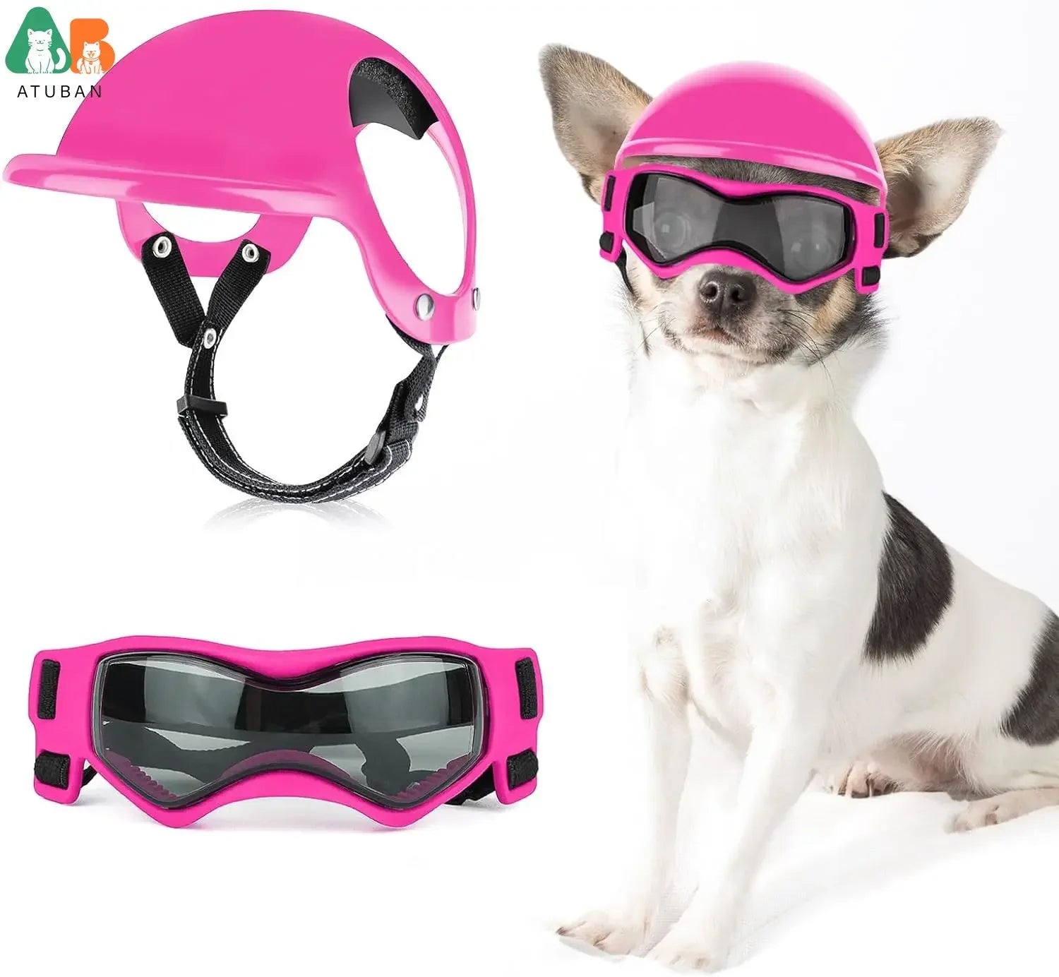 Dog Goggles for Small Dogs with Helmet,2Pc Dog Sunglasses and Dog Helmet Set for Small Medium Dog Outdoor Driving Walking